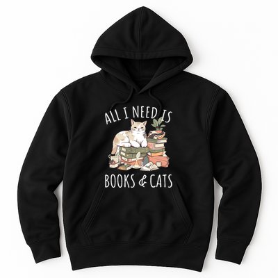 All I Need Is Books & Cats Women Reading Cat Lover Hoodie