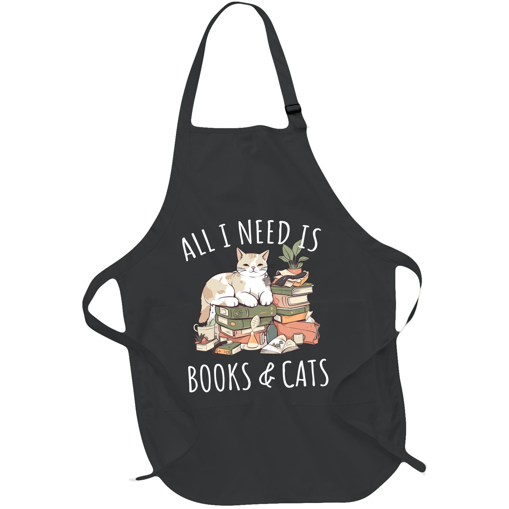 All I Need Is Books & Cats Women Reading Cat Lover Apron