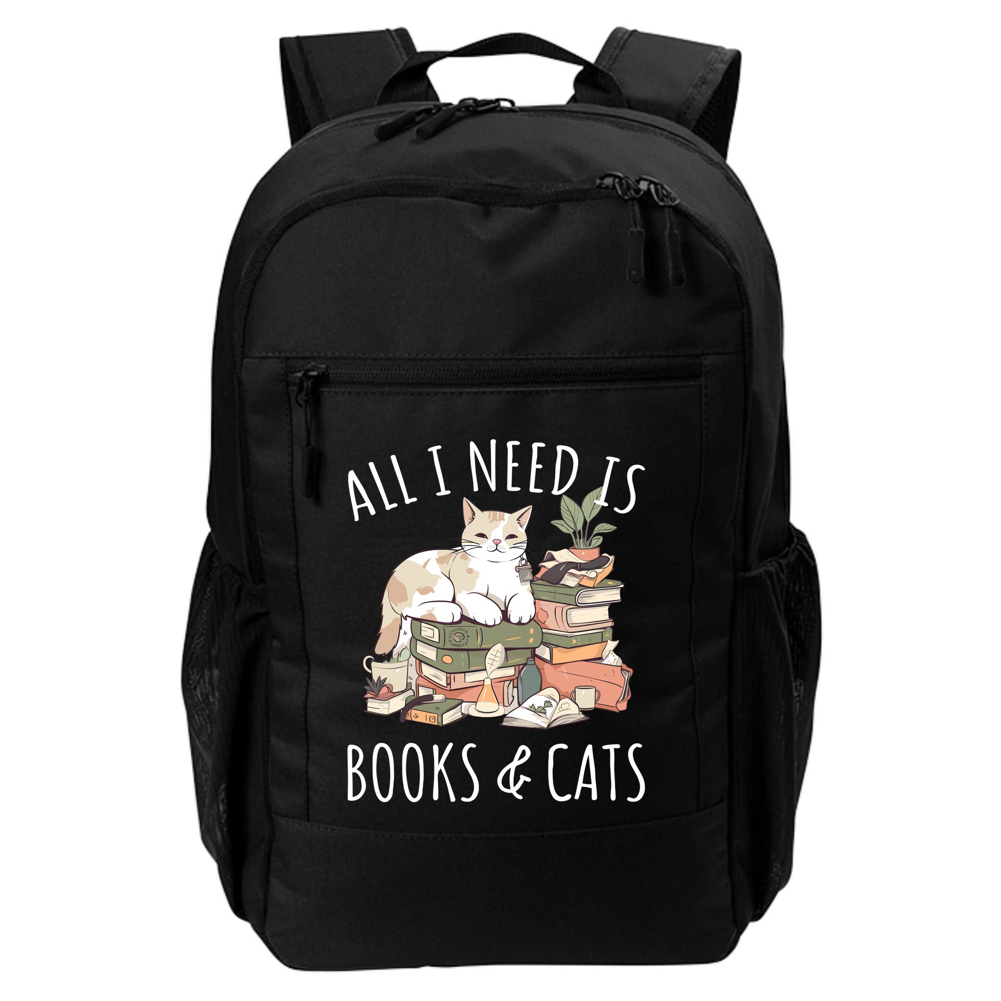 All I Need Is Books & Cats Women Reading Cat Lover Backpack