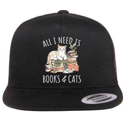 All I Need Is Books & Cats Women Reading Cat Lover Flatbill Hat