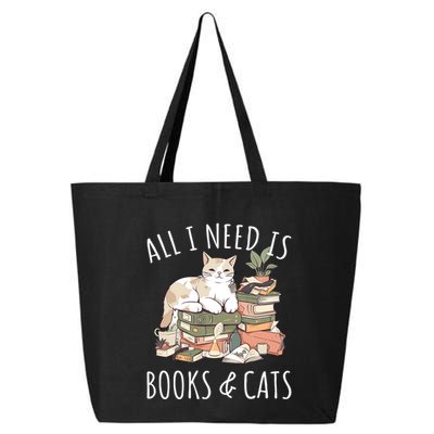 All I Need Is Books & Cats Women Reading Cat Lover 25L Jumbo Tote