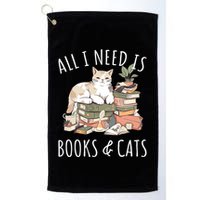 All I Need Is Books & Cats Women Reading Cat Lover Golf Towel