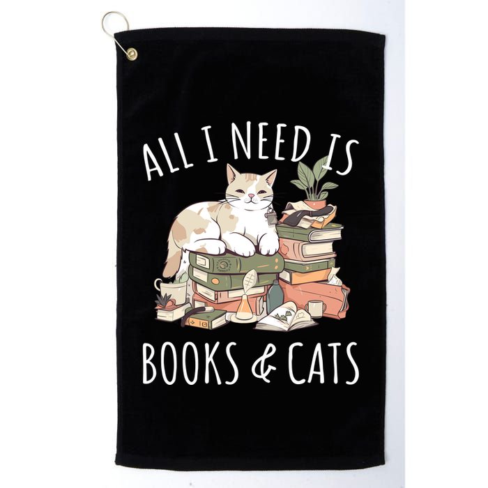 All I Need Is Books & Cats Women Reading Cat Lover Golf Towel