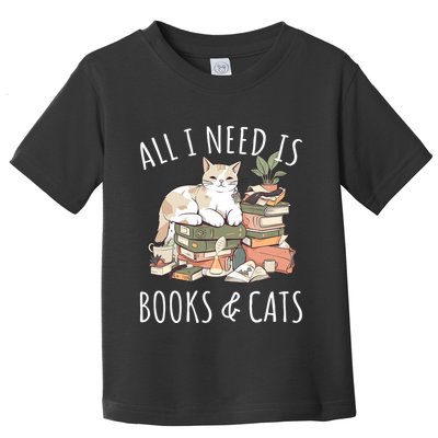 All I Need Is Books & Cats Women Reading Cat Lover Toddler T-Shirt