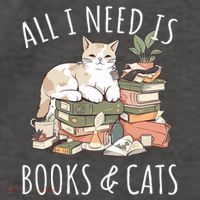 All I Need Is Books & Cats Women Reading Cat Lover Vector Backpack