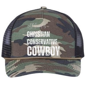 All I Need Is Christian Conservative Cowboy Retro Rope Trucker Hat Cap