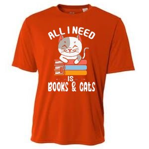 All I Need Is Books And Cats Cat Lover Kitten Reading Cooling Performance Crew T-Shirt