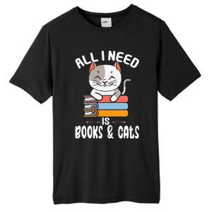 All I Need Is Books And Cats Cat Lover Kitten Reading Tall Fusion ChromaSoft Performance T-Shirt