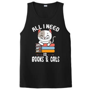 All I Need Is Books And Cats Cat Lover Kitten Reading PosiCharge Competitor Tank