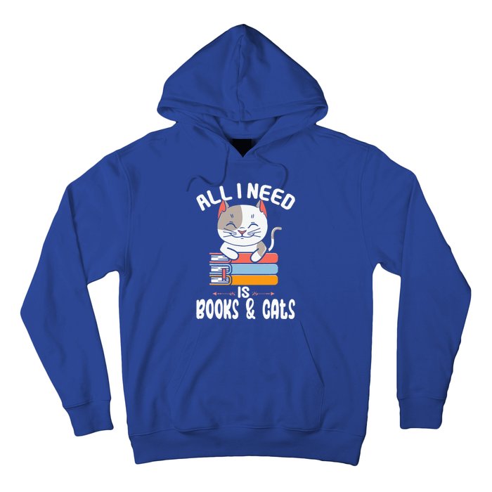 All I Need Is Books And Cats Cat Lover Kitten Reading Hoodie