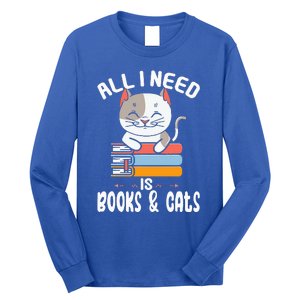 All I Need Is Books And Cats Cat Lover Kitten Reading Long Sleeve Shirt