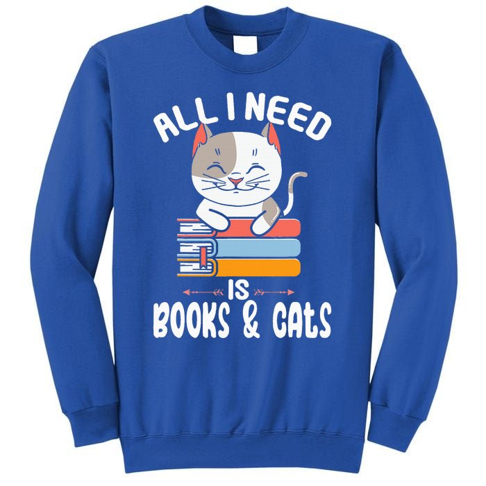 All I Need Is Books And Cats Cat Lover Kitten Reading Sweatshirt