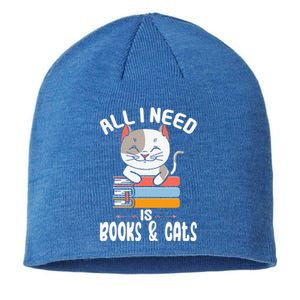 All I Need Is Books And Cats Cat Lover Kitten Reading Sustainable Beanie