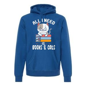 All I Need Is Books And Cats Cat Lover Kitten Reading Premium Hoodie