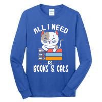 All I Need Is Books And Cats Cat Lover Kitten Reading Tall Long Sleeve T-Shirt