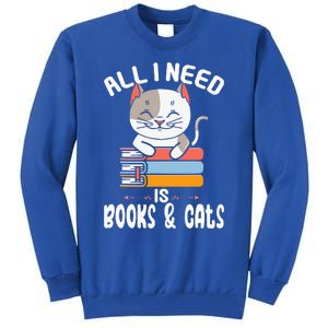 All I Need Is Books And Cats Cat Lover Kitten Reading Tall Sweatshirt