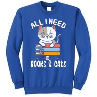 All I Need Is Books And Cats Cat Lover Kitten Reading Tall Sweatshirt