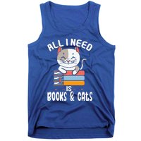 All I Need Is Books And Cats Cat Lover Kitten Reading Tank Top