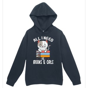 All I Need Is Books And Cats Cat Lover Kitten Reading Urban Pullover Hoodie