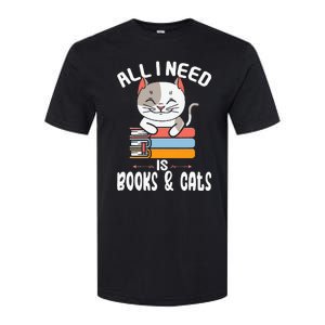 All I Need Is Books And Cats Cat Lover Kitten Reading Softstyle CVC T-Shirt