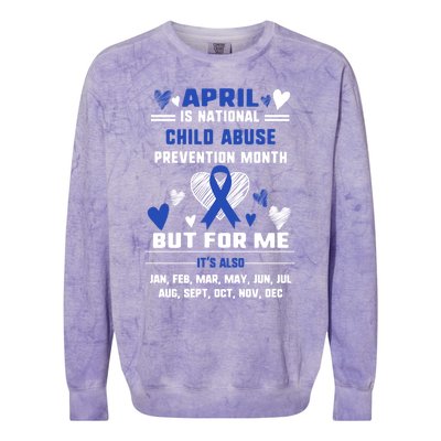 April Is National Abuse Prevention Month Awareness Blu Gift Colorblast Crewneck Sweatshirt