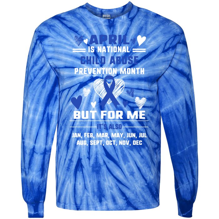 April Is National Abuse Prevention Month Awareness Blu Gift Tie-Dye Long Sleeve Shirt