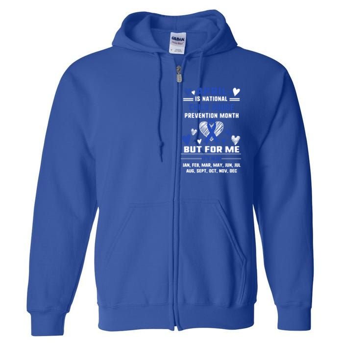 April Is National Abuse Prevention Month Awareness Blu Gift Full Zip Hoodie