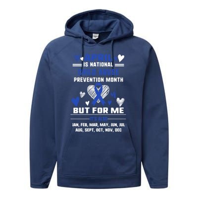 April Is National Abuse Prevention Month Awareness Blu Gift Performance Fleece Hoodie