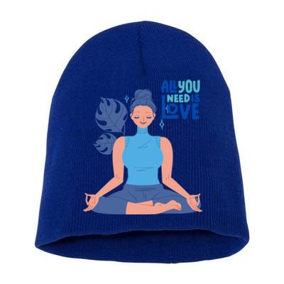 All I Need And You Need Is Love Yoga And A Dog Gift Short Acrylic Beanie