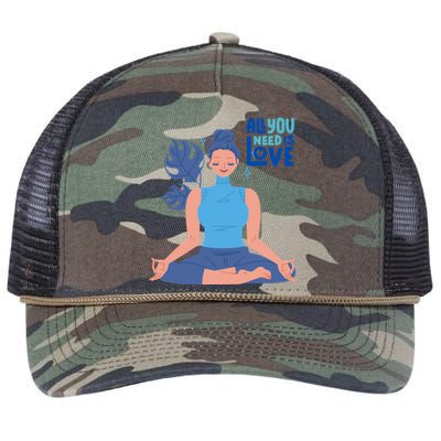 All I Need And You Need Is Love Yoga And A Dog Gift Retro Rope Trucker Hat Cap