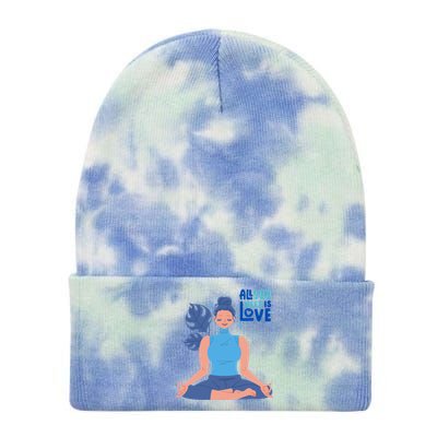 All I Need And You Need Is Love Yoga And A Dog Gift Tie Dye 12in Knit Beanie