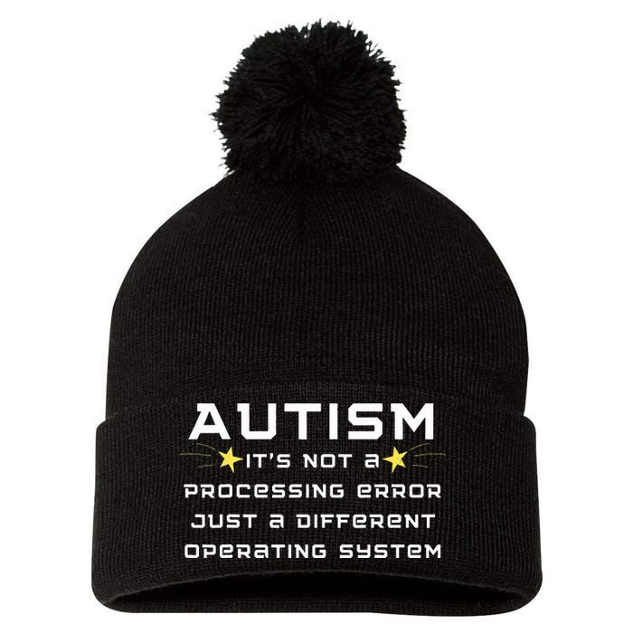 Autism It's not a processing error Pom Pom 12in Knit Beanie