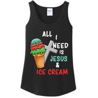 All I Need Is Jesus And Ice Cream Gift Ladies Essential Tank