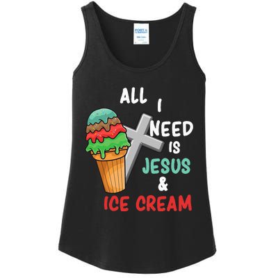 All I Need Is Jesus And Ice Cream Gift Ladies Essential Tank