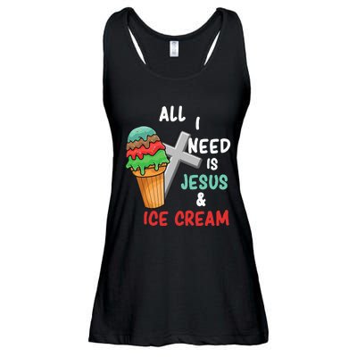 All I Need Is Jesus And Ice Cream Gift Ladies Essential Flowy Tank