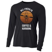 All I Need Is Coffee And Kayaking Vintage Kayak Paddling Gift Cooling Performance Long Sleeve Crew