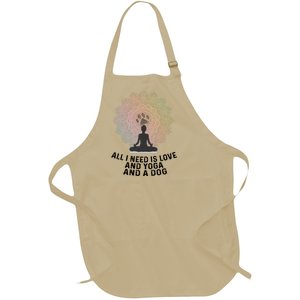 All I Need Is Love And Yoga And A Dog Yoga And Dog Lovers Great Gift Full-Length Apron With Pockets