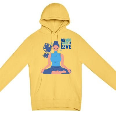 All I Need And You Need Is Love Yoga And A Dog Gift Premium Pullover Hoodie