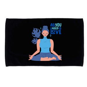 All I Need And You Need Is Love Yoga And A Dog Gift Microfiber Hand Towel