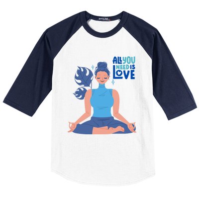 All I Need And You Need Is Love Yoga And A Dog Gift Baseball Sleeve Shirt