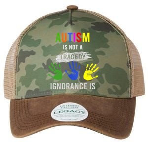 Autism Is Not A Tragedy Ignorance Is Funny Autism Legacy Tie Dye Trucker Hat