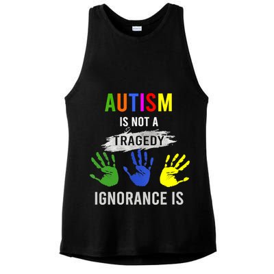 Autism Is Not A Tragedy Ignorance Is Funny Autism Ladies PosiCharge Tri-Blend Wicking Tank