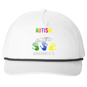 Autism Is Not A Tragedy Ignorance Is Funny Autism Snapback Five-Panel Rope Hat