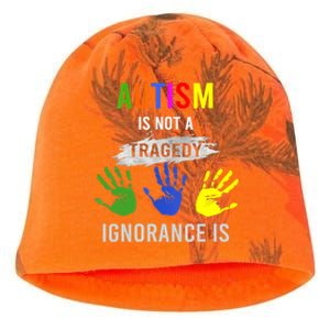 Autism Is Not A Tragedy Ignorance Is Funny Autism Kati - Camo Knit Beanie