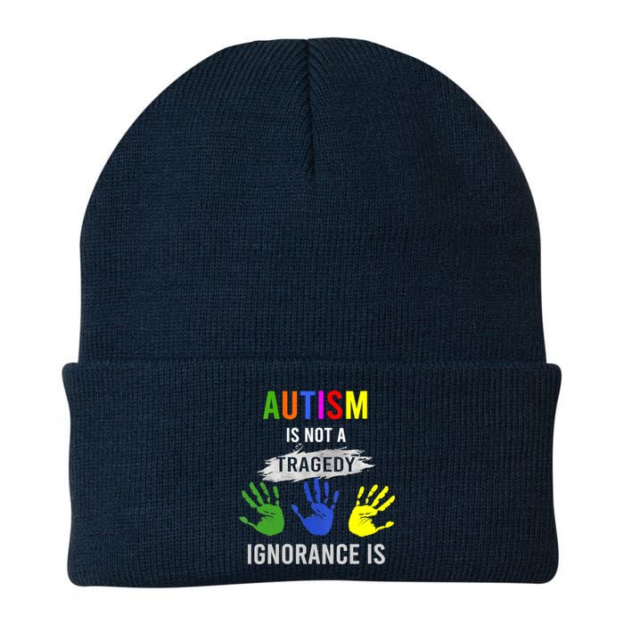 Autism Is Not A Tragedy Ignorance Is Funny Autism Knit Cap Winter Beanie