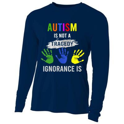 Autism Is Not A Tragedy Ignorance Is Funny Autism Cooling Performance Long Sleeve Crew