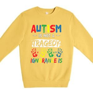 Autism Is Not A Tragedy Support Awareness Acceptance Love Gift Premium Crewneck Sweatshirt