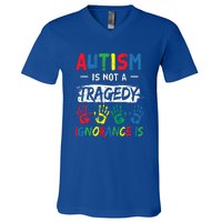 Autism Is Not A Tragedy Support Awareness Acceptance Love Gift V-Neck T-Shirt