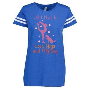 All I Need Is Love And Yoga And A Dog Awesome Yoga Lovers Gift Enza Ladies Jersey Football T-Shirt