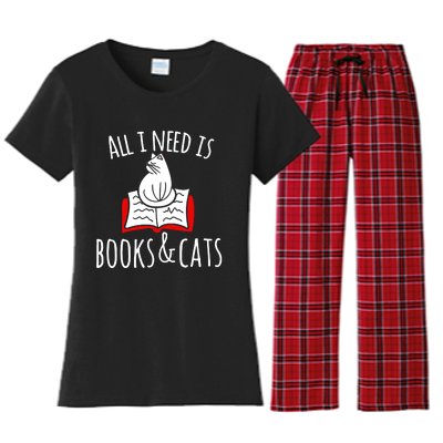 All I Need Is Books & Cats Women's Flannel Pajama Set